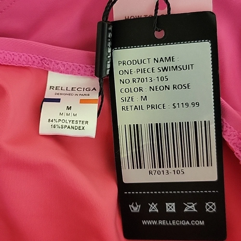 Relleciga 1 Pc Swimsuit Sz Medium. Bright Pink Removable Straps. New With Tags